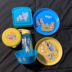 Bluey Kids Meal/Snack Set - Blue and Yellow 6pc NWT